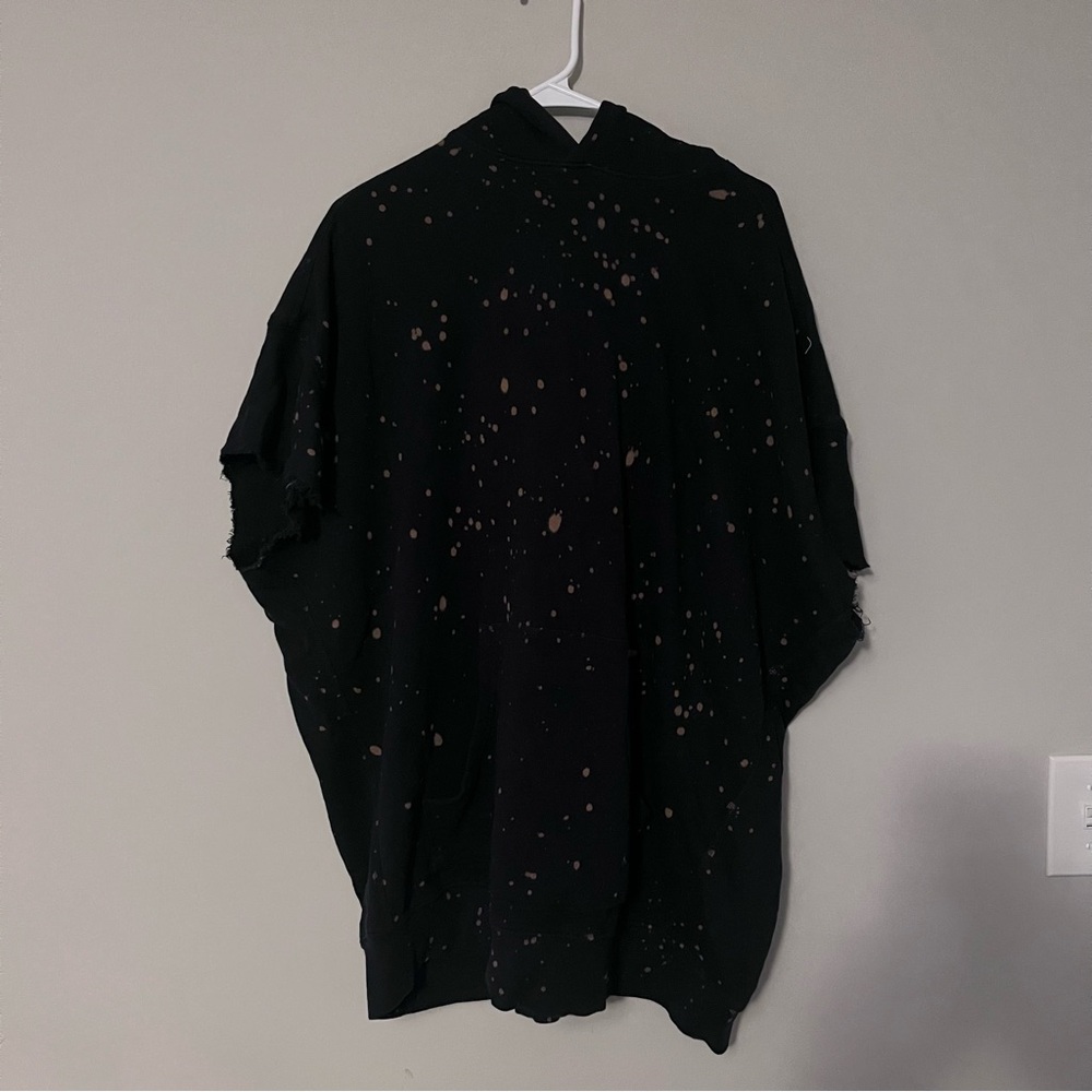 H&M Black Distressed Short Sleeve Hoodie